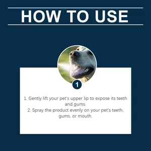 Detailed step-by-step instruction guide for using pet oral fresh spray on dogs and cats