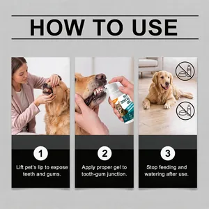Stapsgewijze visuele gids voor het aanbrengen van tandgel voor huisdieren bij een hond