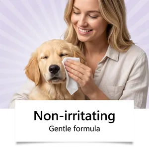 Toallitas suaves no irritantes para mascotas, limpieza facial para un lindo cachorro.