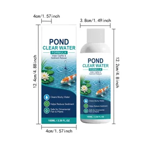 100ml pond water clarifier bottle and box with dimensions for aquarium maintenance