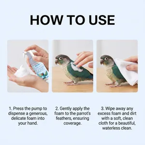 Step-by-step usage guide for EelJoy parrot dry cleaning foam for bird feather care
