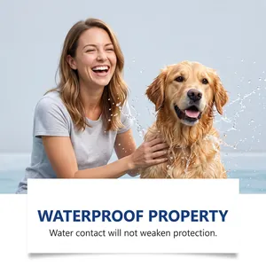 Wasserfester Floh- und Zeckenschutz für Haustiere beim Spielen im Wasser mit Hund