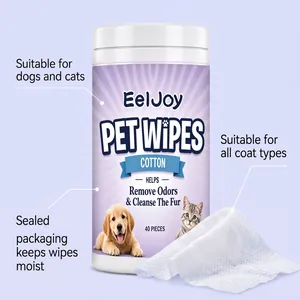 Vista detallada de las toallitas EelJoy para perros y gatos mostrando el envase