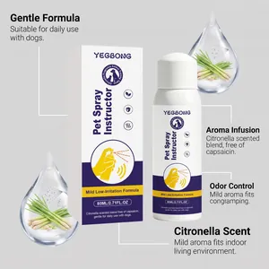 Detail view of YEGBONG pet training spray with citronella scent for dog behavior correction.