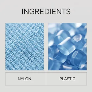 Macro view showing the blue nylon mesh and plastic pellets material of the hair remover