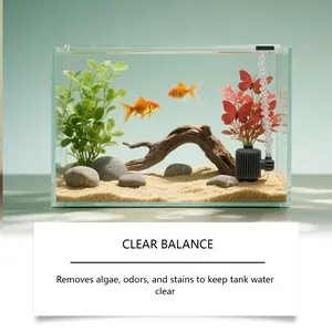 Kristallklares Aquarienwasser mit Goldfischen nach der Anwendung von Wasserklärer