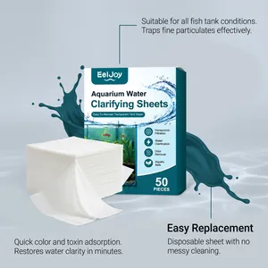 Detailansicht der Aquarium-Wasserklärungstücher und Verpackung für klares Wasser