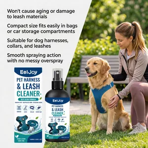 Eficaz spray limpiador de arneses para mascotas en un Golden Retriever en un parque