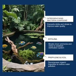 Aquarium water clarifier treatment for clear fish pond water quality maintenance