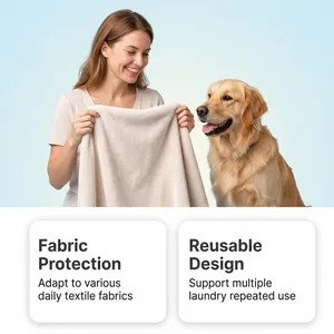 Feature highlights of reusable pet hair remover ball for laundry fabric protection.