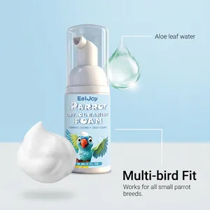 Close-up of EelJoy parrot dry cleaning foam with aloe leaf water extract for birds