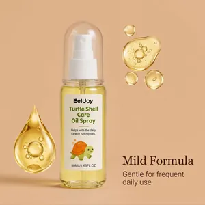 Vue détaillée de l'huile de soin pour carapace de tortue EelJoy 50ml avec gouttelettes d'or.
