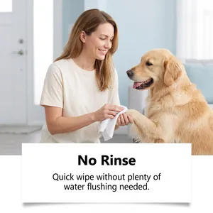 Λεπτομέρεια καθαρισμού πατούσας Golden Retriever με μαντηλάκι κατοικιδίων χωρίς ξέβγαλμα
