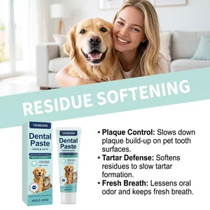 Pet dental paste detail showing residue softening benefits for both dogs and cats