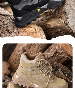 Detailansicht atmungsaktiver High-Top-Sicherheitsschuhe mit robusteren Gummisohlen