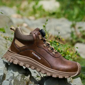 Bottes de sécurité marron imperméables avec embout en acier et boucle rotative