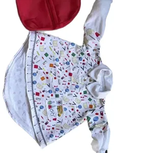 Decorative 23-inch porch goose outfit featuring school theme pencil and book patterns