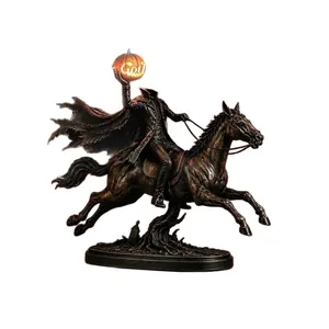 Figurine de Cavalier sans tête gothique avec lanterne citrouille pour Halloween