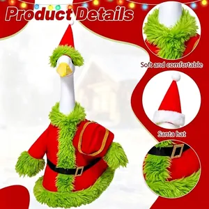 Detailaufnahmen des festlichen Weihnachtsmann-Kostüms für eine 23-Zoll-Garten-Gans
