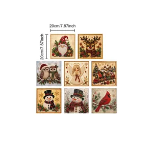 8-teiliges DIY-Weihnachtsdiamanten-Set mit Perlen, Größenangaben 20x20cm für Dekoration.