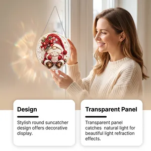 Detailed view of gnome suncatcher showing light refraction through transparent panel
