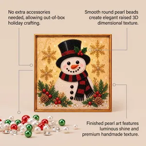 Detail des 3D-Schneemann-Perlenkunst-Sets mit leuchtendem Glanz und Perlen.