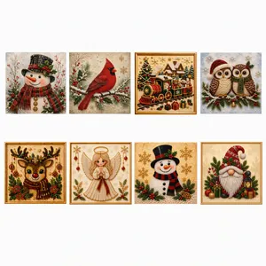 8er-Set DIY Weihnachts-3D-Perlendiamantmalerei mit festlichen Feiertagsmustern