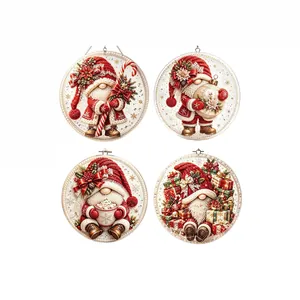 Set of four unique DIY Christmas gnome diamond art kits for festive home wall decor
