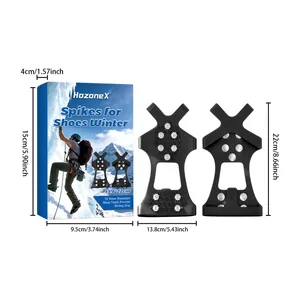Detail showing HozoneX winter ice spikes dimensions and packaging box size specs