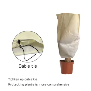 Detalle de la funda protectora de plantas contra heladas con brida para cables ajustable