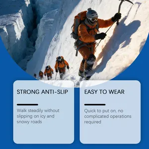 Ice climbing gear detail showing anti-slip feature and easy-to-wear outdoor usage