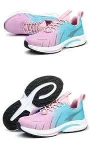 Zapatos de seguridad transpirables para mujer con punta de acero y degradado rosa y azul