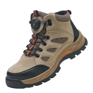 Botas de seguridad para hombre con hebilla giratoria, punta de acero y gamuza duradera
