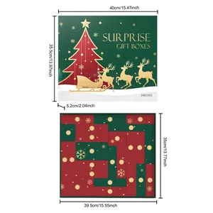 Dimensions détaillées et disposition interne à 24 cases de ce coffret cadeau de Noël