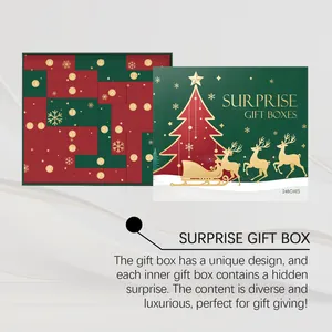 Vue détaillée du calendrier de l'Avent beauté 24 jours avec coffret cadeau festif