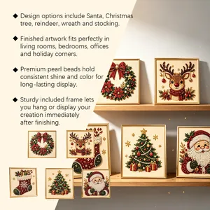 Detailed Christmas themed 5D pearl diamond painting sets with frames