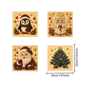 Detailed view of the 4-piece Christmas textured art set with 20x20cm measurements