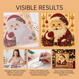 DIY Santa Claus pearl painting art kit with tools and canvas for home decor