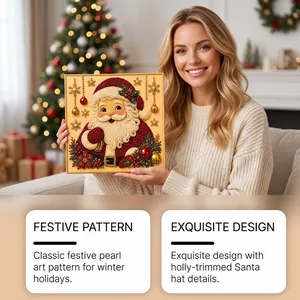 Exquisite 3D textured Santa Claus pearl art painting with sparkling holiday details