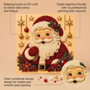 Detailed view of DIY Santa Claus pearl painting with 3D textured bead craft kit