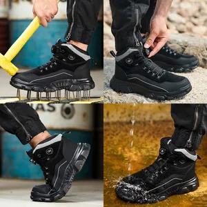 Botas de seguridad de caña alta para hombre con puntera de acero y suela antiperforación