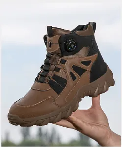 Bota de trabajo de seguridad de caña alta con cómodo sistema de cordones giratorios
