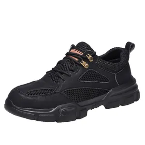 Chaussures de sécurité noires respirantes avec embout en acciaio et tige en maille pour hommes