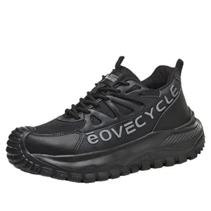 Zapatos de seguridad negros ligeros para hombre con punta de acero y protección
