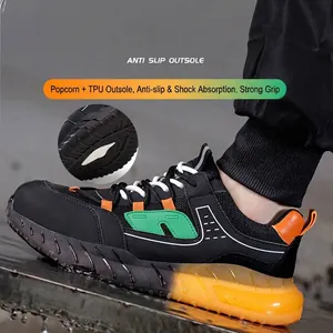 Zapatos de seguridad ligeros y transpirables con punta de acero y suela gruesa antideslizante