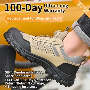 Breathable safety work shoes with rotary buckle closure for anti-smashing protection