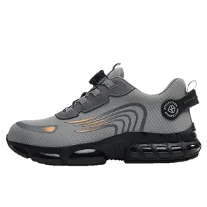 Zapatos de seguridad grises para hombre con cierre giratorio y suela antiperforación