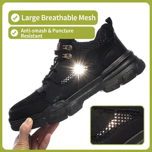 Zapatos de seguridad negros transpirables con punta de acero antiaplastamiento