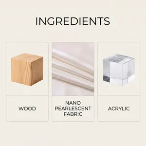 Detailed view of 3D pearl art DIY kit materials including wood, fabric and acrylic