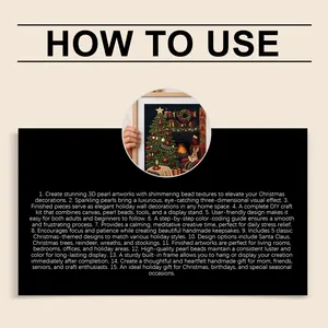 Comprehensive English guide for DIY 3D pearl Christmas diamond painting kit artworks.